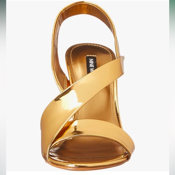 Nine West Golden Itzel dress mirrored sandals size 8 No Box - Picture 2 of 15